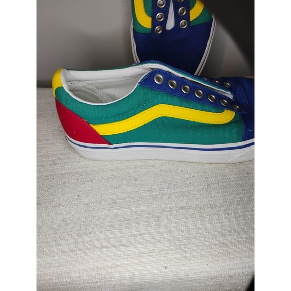Vans Old Skool Men's 7 Off The Wall Laced Skate Shoes Blue Yellow Green Red Y2K - Picture 5 of 14